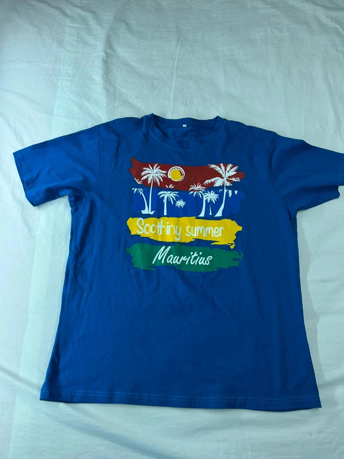T-shirt r bleu imprimé vintage